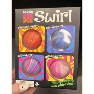 NeeDoh Teenie Swirl 4-pack, Nee Doh Mini Squishy Stress Balls Groovy Hard Find